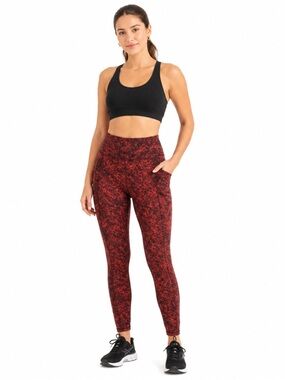 Lululemon Wunder Train Denim Wash Leggings Size 4 Autumn Red Sculptwear Core 28"